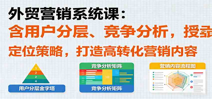 外贸营销系统课:含用户分层、竞争分析,授卖品、定位策略,打造高转化营销内容-三月轻创