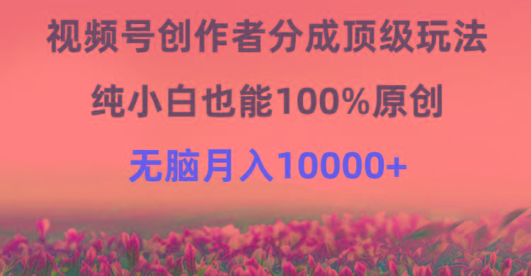 (9608期)视频号创作者分成顶级玩法，纯小白也能100%原创，无脑月入10000+-三月轻创
