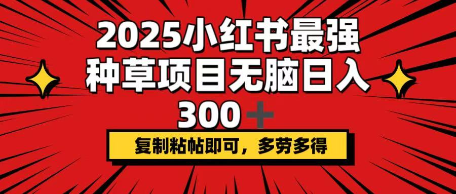 2025小红书最强种草项目，无脑日入300+，复制粘帖即可，多劳多得-三月轻创
