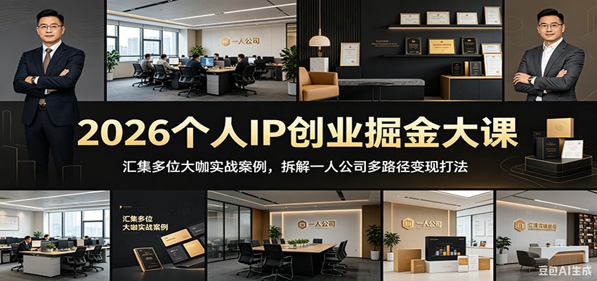 2026个人IP创业掘金大课：汇集多位大咖实战案例，拆解一人公司多路径变现打法-三月轻创