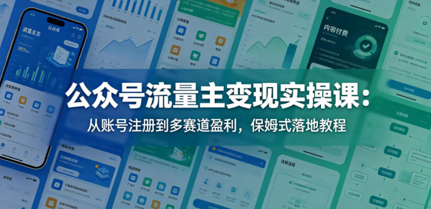 公众号流量主变现实操课：从账号注册到多赛道盈利，保姆式落地教程-三月轻创