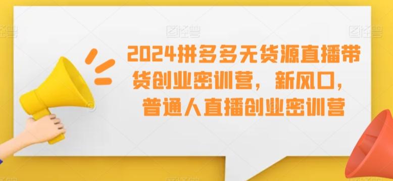 2024拼多多无货源直播带货创业密训营，新风口，普通人直播创业密训营-三月轻创