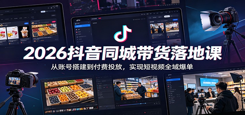 2026抖音同城带货落地课：从账号搭建到付费投放，实现短视频全域爆单-三月轻创