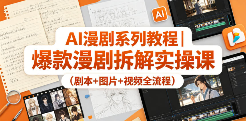 AI漫剧系列教程｜爆款漫剧拆解实操课（剧本+图片+视频全流程）-三月轻创