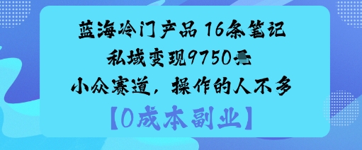 蓝海冷门产品：16条笔记私域变现9750米小众赛道，操作的人不多-三月轻创