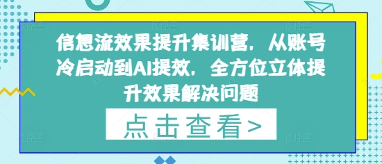 信息流效果提升集训营，从账号冷启动到AI提效，全方位立体提升效果解决问题-三月轻创