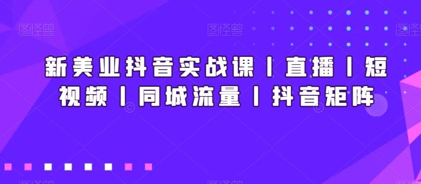 新美业抖音实战课丨直播丨短视频丨同城流量丨抖音矩阵-三月轻创