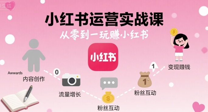 小红书运营实战课，从零到一玩賺小红书-三月轻创