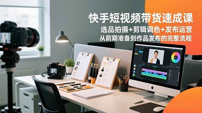 （16752期）快手短视频带货速成课，选品拍摄+剪辑调色+发布运营，从前期准备到作品发布的完整流程-三月轻创