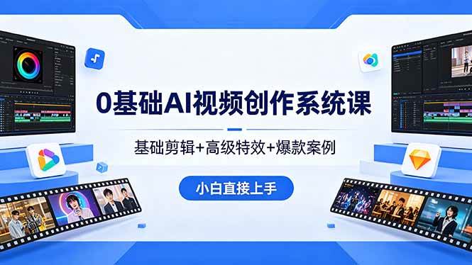 (18354期)0基础AI视频创作系统课,基础剪辑+高级特效+爆款案例,小白直接上手 (18354期)0基础AI视频创作系统课,基础剪辑+高级特效+爆款案例,小白直接上手