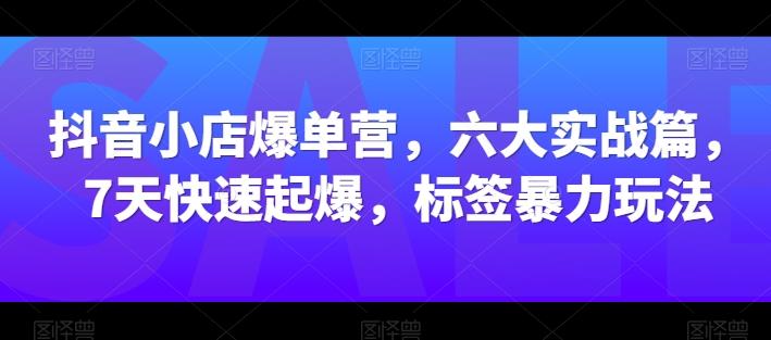 抖音小店爆单营，六大实战篇，7天快速起爆，标签暴力玩法-三月轻创