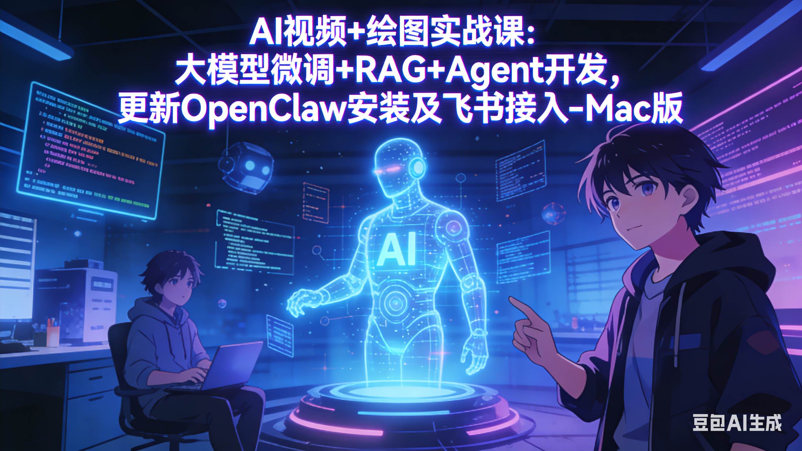 （17594期）AI视频+绘图实战课：大模型微调+RAG+Agent开发，更新OpenClaw安装及飞书接入-Mac版-三月轻创