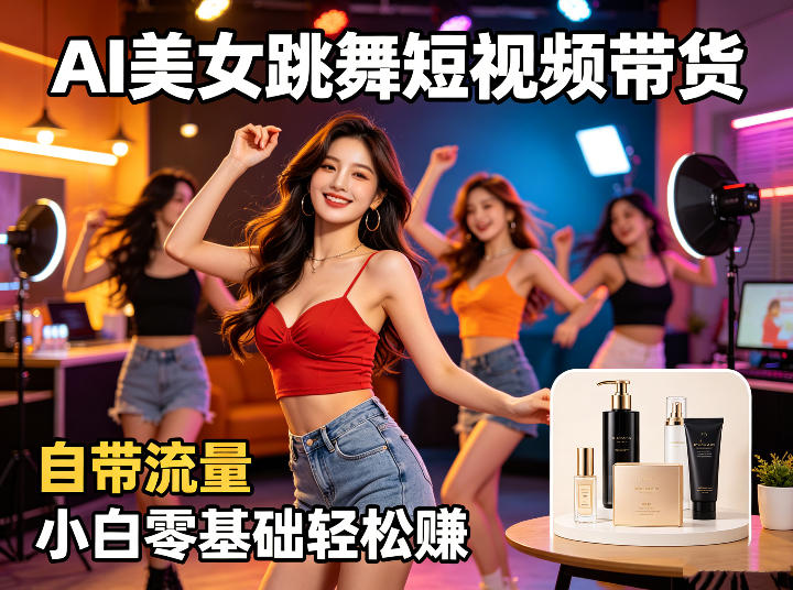 AI美女跳舞短视频带货：自带流量，小白零基础轻松賺，详细拆解-三月轻创