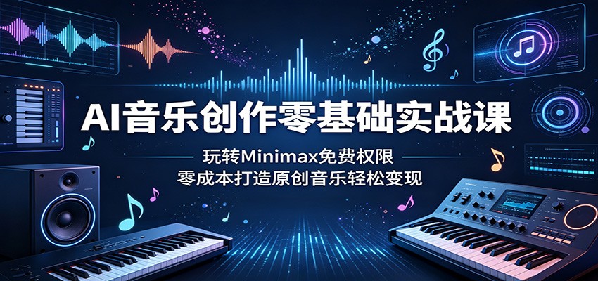 AI音乐创作零基础实战课:玩转Minimax免费权限,零成本打造原创音乐轻松变现-三月轻创