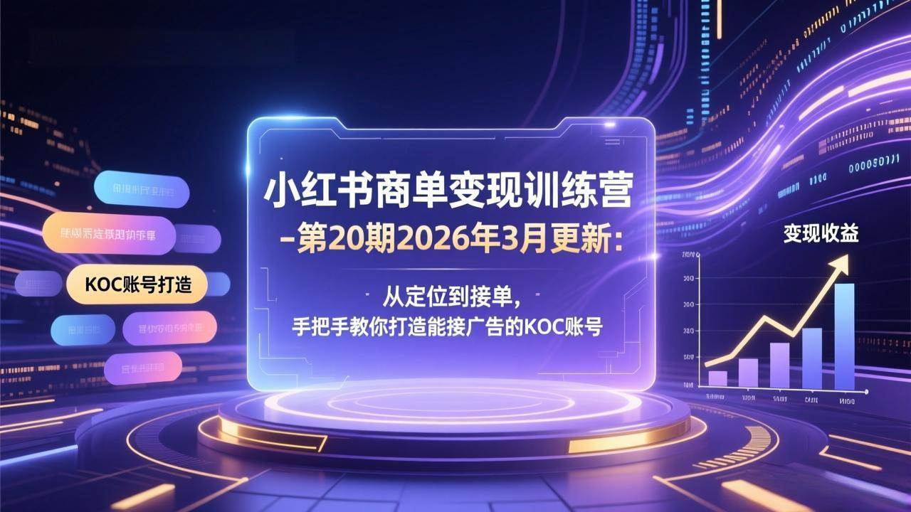 (17590期)小红书商单变现训练营-第20期26年3月更新:从定位到接单,手把手教你打造能接广告的KOC账号-三月轻创