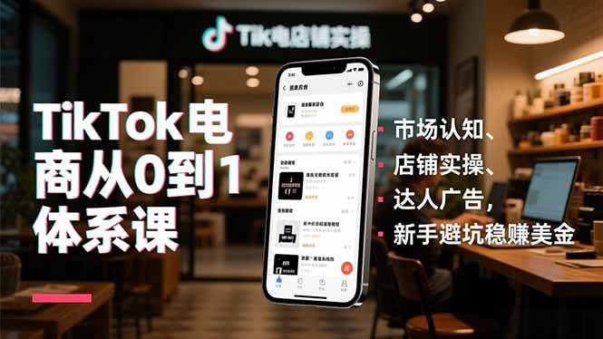 （16818期）TikTok电商从0到1体系课，市场认知、店铺实操、达人广告，新手避坑稳赚美金-三月轻创