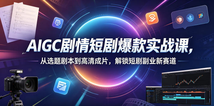 AIGC剧情短剧爆款实战课,从选题剧本到高清成片,解锁短剧副业新赛道-三月轻创