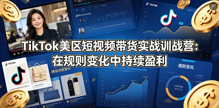TikTok美区短视频带货实战训战营：在规则变化中持续盈利-三月轻创