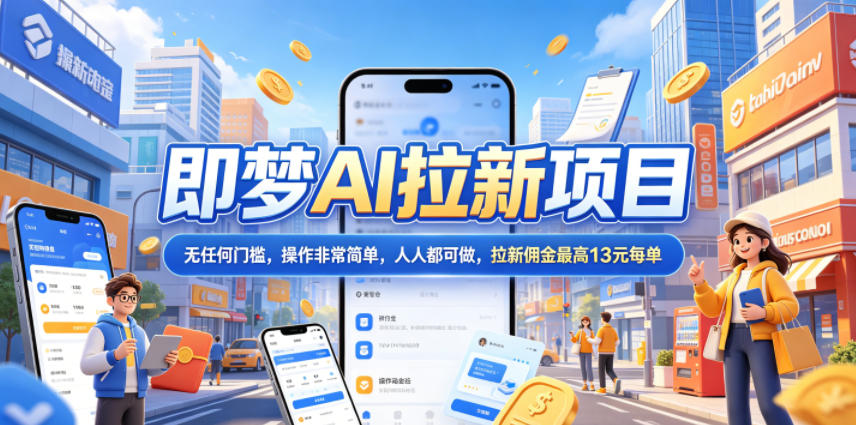 2026年即梦AI拉新项目最新玩法,无任何门槛,操作非常简单,人人都可做,拉新佣金最高13米每单(更新6月)-三月轻创