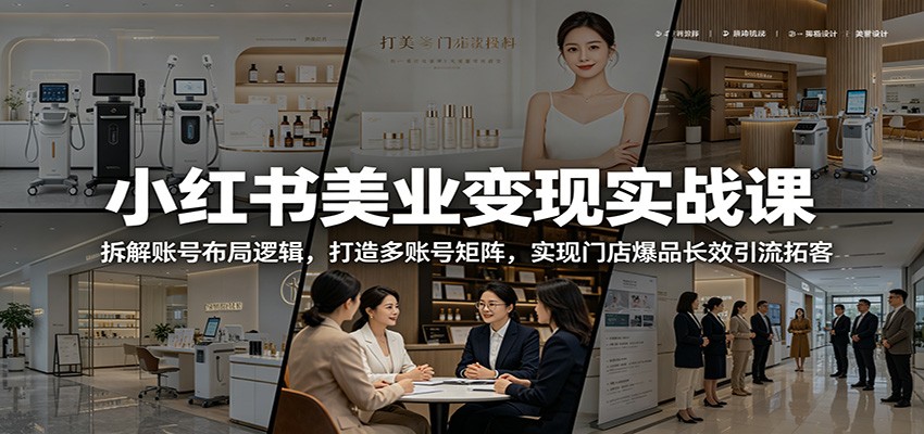 小红书美业变现实战课：拆解账号布局逻辑，打造多账号矩阵，实现门店爆品长效引流拓客-三月轻创