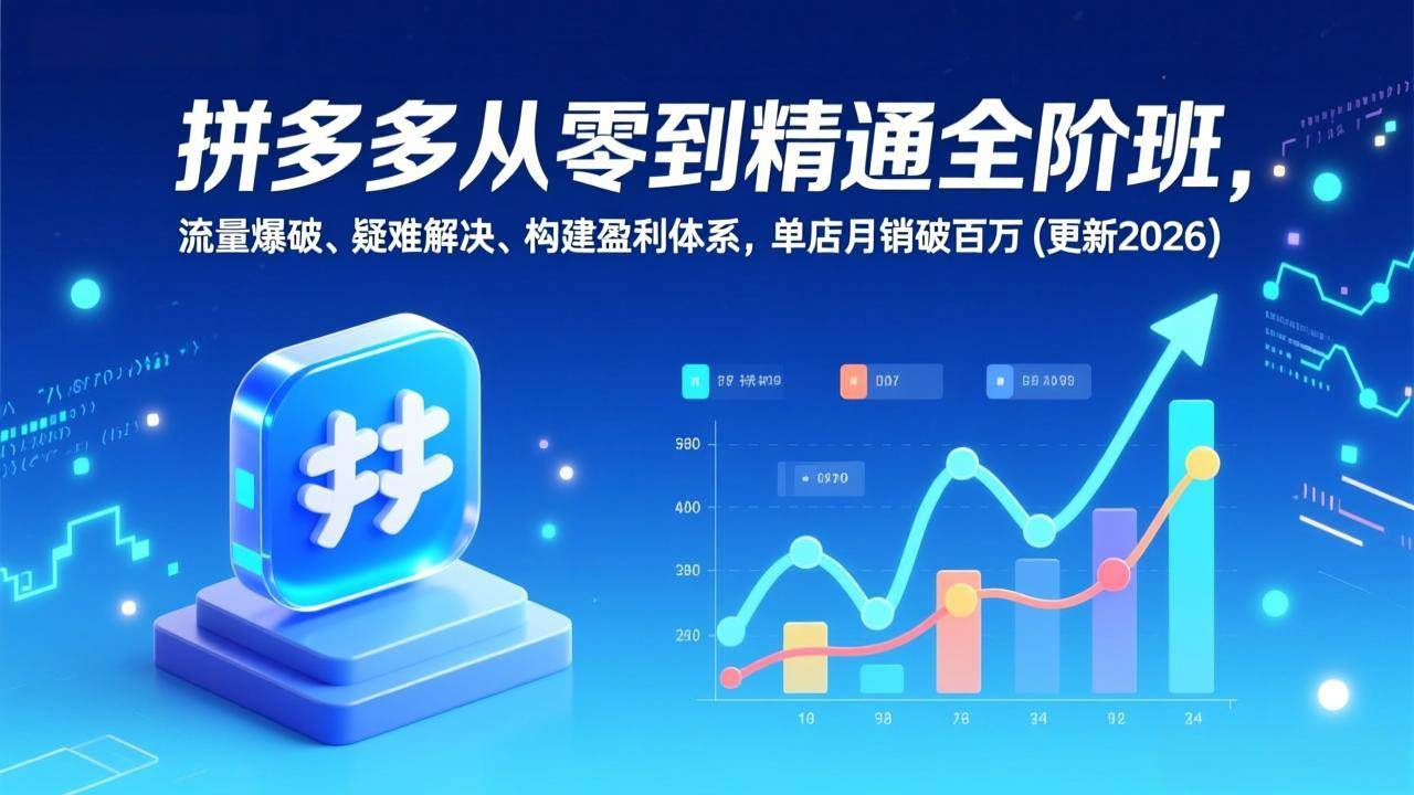 （17148期）拼多多从零到精通全阶班，流量爆破、疑难解决，构建盈利体系，单店月销破百万(更新2026)-三月轻创