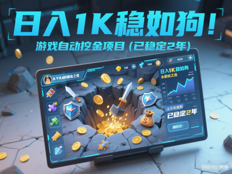 日入1K稳如狗！游戏自动挖金项目（已稳定2年），永不失业的副业之选【揭秘】-三月轻创
