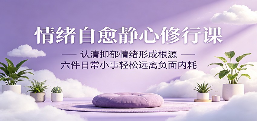 情绪自愈静心修行课：认清抑郁情绪形成根源，六件日常小事轻松远离负面内耗-三月轻创