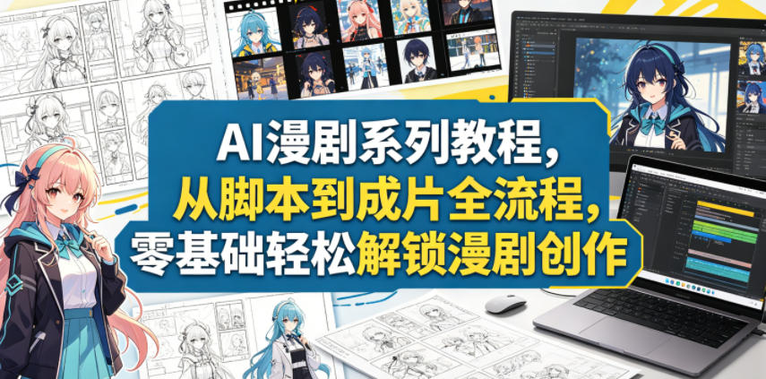 AI漫剧系列教程，从脚本到成片全流程，零基础轻松解锁漫剧创作-三月轻创