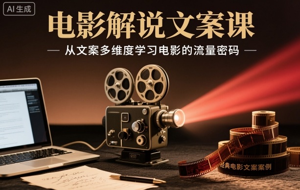 电影解说文案课，从文案多维度学习电影的流量密码-三月轻创
