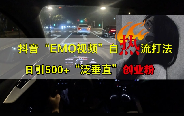 抖音EMO视频自热打法，日引500+“泛垂直”创业粉-三月轻创