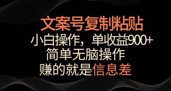 文案号掘金，简单复制粘贴，小白操作，单作品收益900+【揭秘】-三月轻创