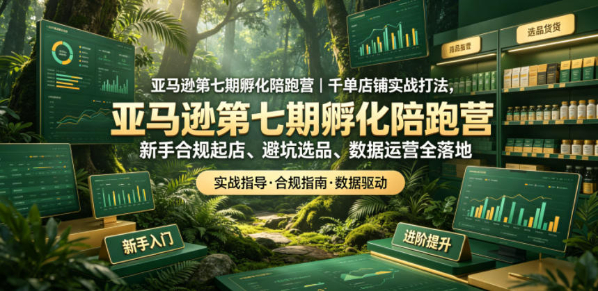 亚马逊第七期孵化陪跑营|千单店铺实战打法,新手合规起店、避坑选品、数据运营全落地-三月轻创