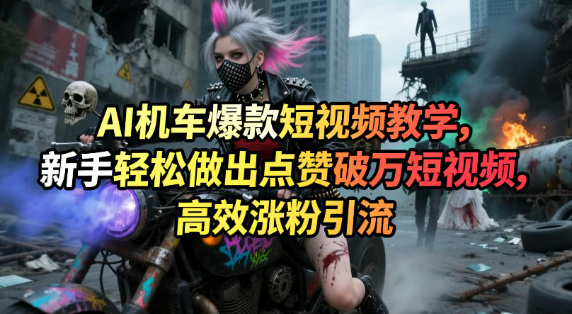 AI机车爆款短视频教学，新手轻松做出点赞破万短视频，高效涨粉引流-三月轻创