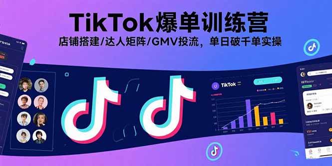 （15920期）TikTok爆单训练营，店铺搭建/达人矩阵/GMV投流，单日破千单实操-三月轻创