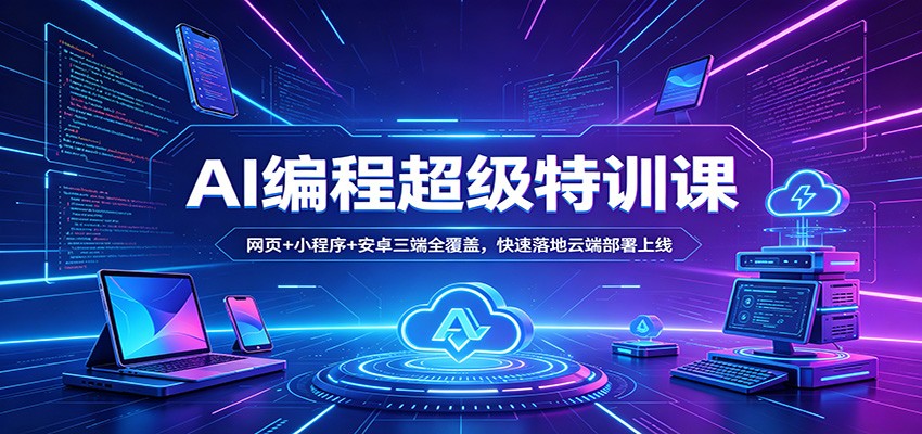 AI编程超级特训课：网页+小程序+安卓三端全覆盖，快速落地云端部署上线-三月轻创