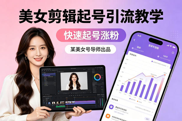 某美女号导师出品：美女剪辑起号引流教学，快速起号涨粉-三月轻创