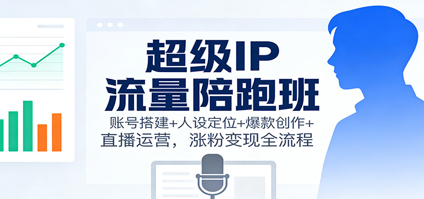 超级IP流量陪跑班：账号搭建+人设定位+爆款创作+直播运营，涨粉变现全流程-三月轻创