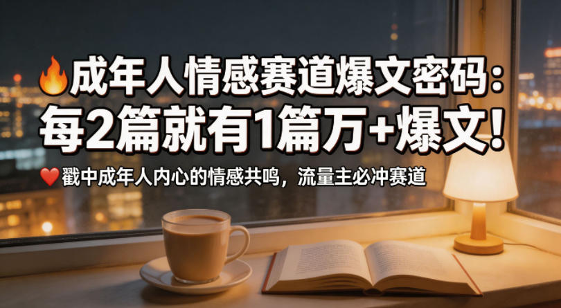 公众号流量主成年人情感心理赛道，流量最大，受众最广的主流赛道之一，平均每2篇就有1篇万爆文章-三月轻创