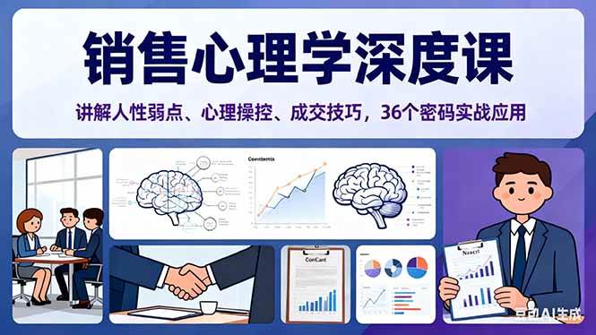 （16456期）销售心理学深度课，讲解人性弱点、心理操控、成交技巧，36个密码实战应用-三月轻创
