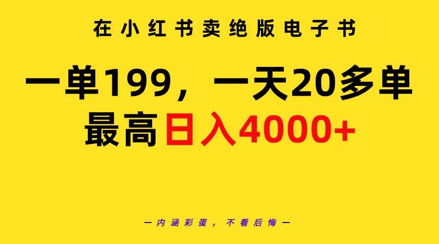 (9401期)在小红书卖绝版电子书，一单199 一天最多搞20多单，最高日入4000+教程+资料-三月轻创