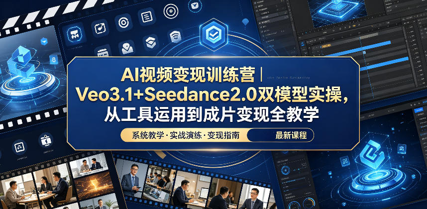 AI视频变现训练营|Veo3.1+Seedance2.0双模型实操,从工具运用到成片变现全教学-三月轻创