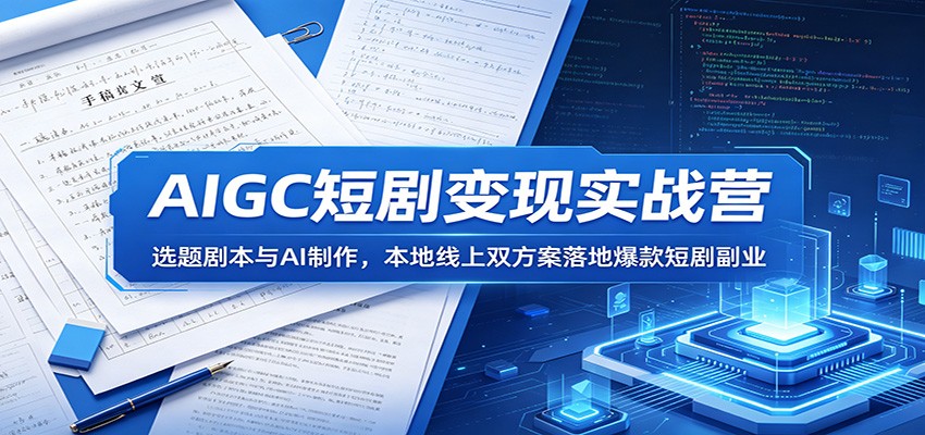 AIGC短剧变现实战营：选题剧本与AI制作，本地线上双方案落地爆款短剧副业-三月轻创