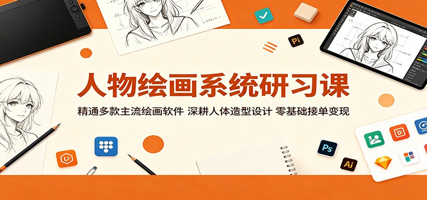 人物绘画系统研习课:精通多款主流绘画软件,深耕人体造型设计,零基础接单变现-三月轻创