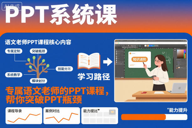 PPT系统课，专属语文老师的PPT课程，帮你突破PPT瓶颈-三月轻创