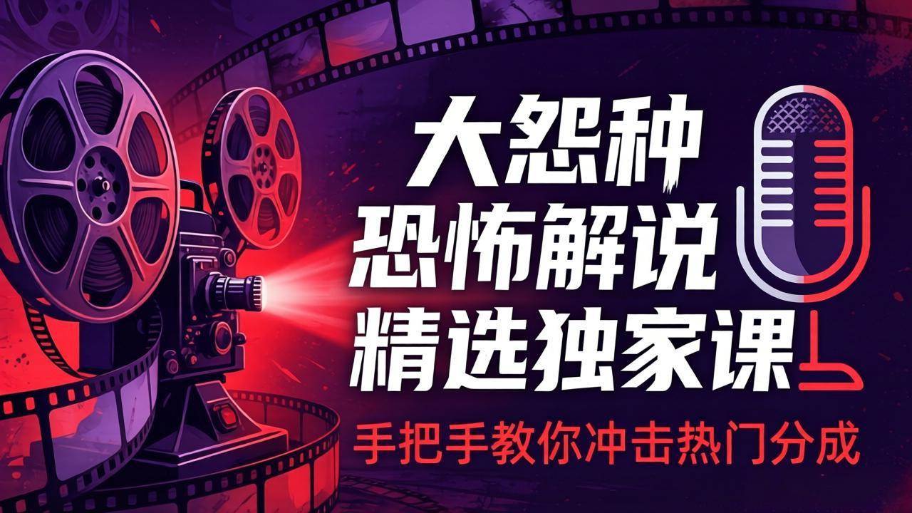 (17920期)大怨种恐怖解说精选独家课:电影下载+文案配音+片头封面,手把手教你冲击热门分成-三月轻创