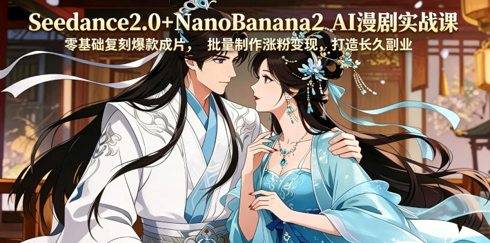 Seedance2.0+NanoBanana2 AI漫剧实战课,零基础复刻爆款成片涨粉变现,打造长久副业收益-三月轻创
