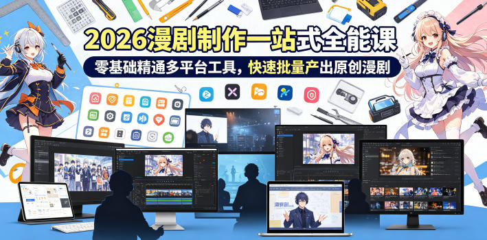 2026 AI漫剧制作一站式全能课,零基础精通多平台工具,快速批量产出原创漫剧-三月轻创