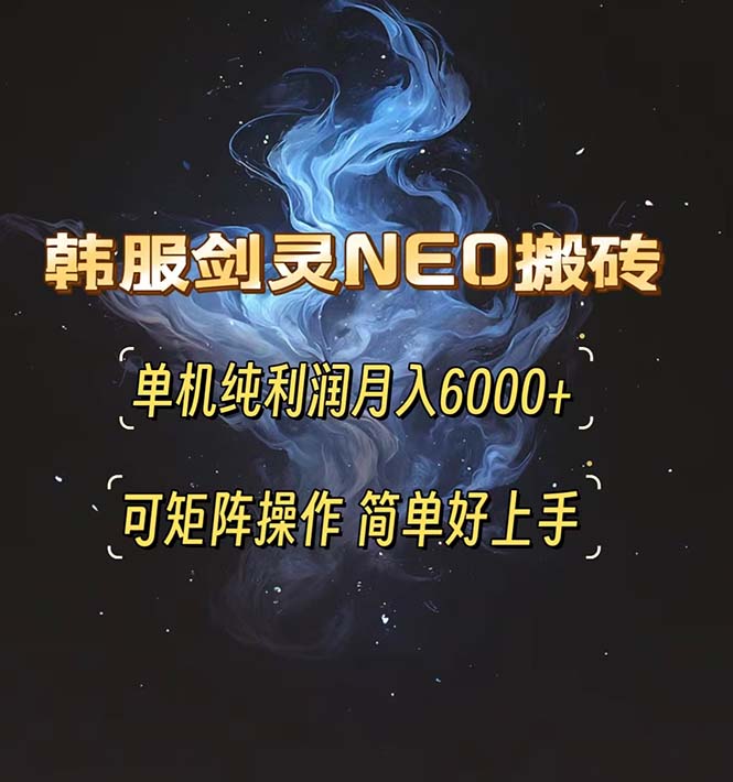 韩服剑灵NEO搬砖攻略，单机纯利润月入6000+ 可矩阵操作，简单好上手。-三月轻创