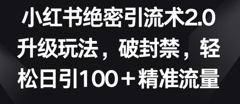 小红书绝密引流术2.0升级玩法，破封禁，轻松日引100+精准流量【揭秘】-三月轻创