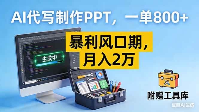 （16967期）AI代写制作PPT，一单800+， 暴利风口期，月入2万【附工具】-三月轻创